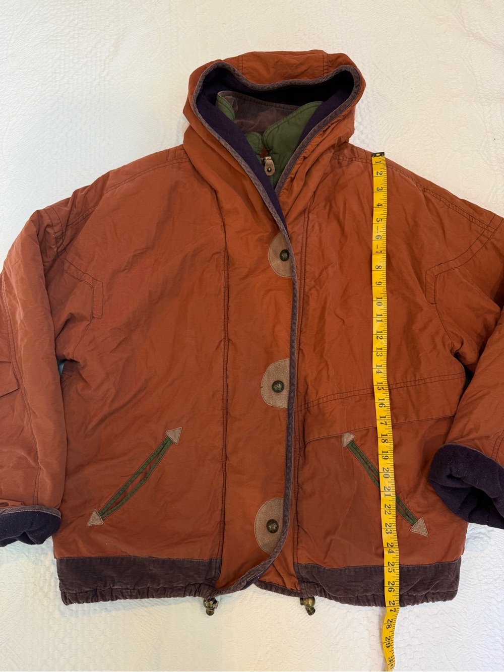 Vintage Forenza Rust Hooded Puffer Jacket • 90s Gorpcore Outdoor Coat - Picture 8 of 9